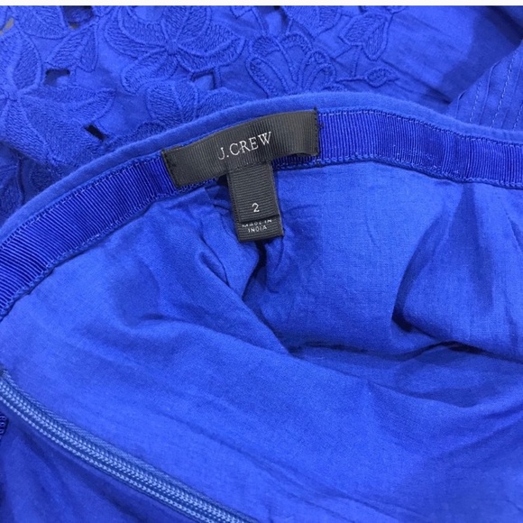 J.Crew Blue Eyelet Floral Scalloped Hem Mini Skirt - Picture 7 of 8